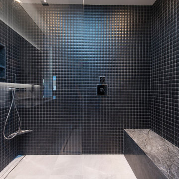 Georgina Avenue Santa Monica luxury home modern black tiled shower