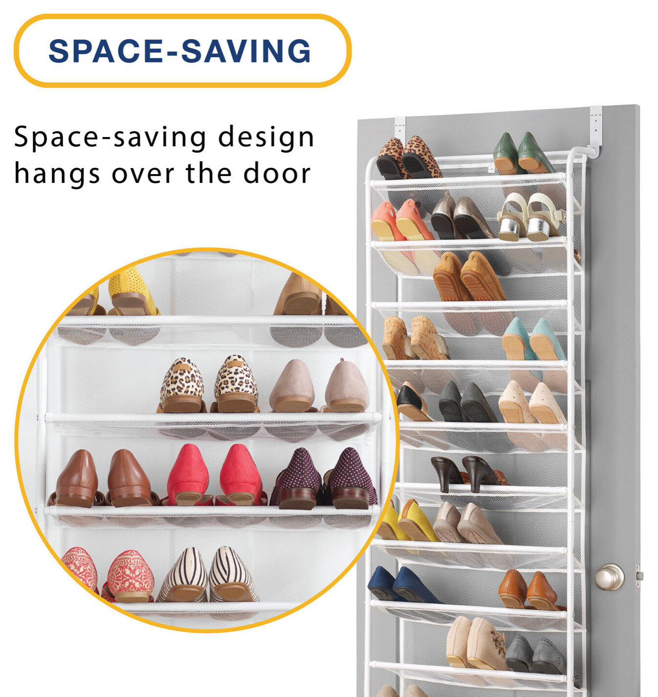 36-pair Over-the-Door Shoe Rack, White - Shoe Storage - by Almo ...