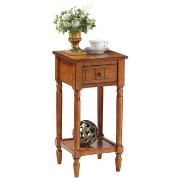 French Country Khloe One-Drawer Accent End Table in Walnut Wood Finish