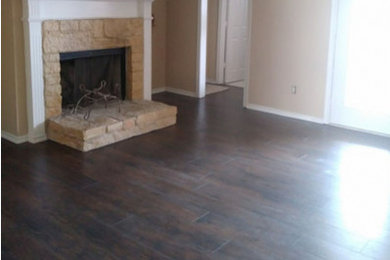 Example of an arts and crafts family room design in Dallas