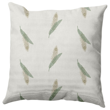 Feather Stripe Decorative Throw Pillow, Green, 18"x18"