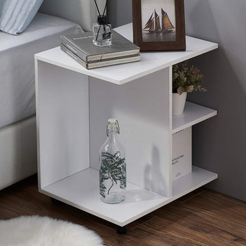 Nightstand Modern End Side Table with Rolling Wheels