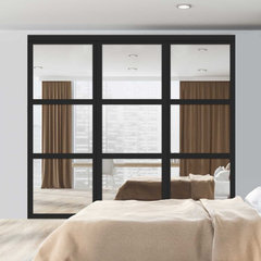 Mirrored Sliding Closet Doors 60 x 80 (Double 31 x 80) with Hardware  Kit & Floor Guide, Mirror Interior Doors Easy Install