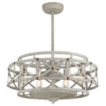Savoy House - Colonade 6-Light Provence With Gold Accents Fan D Lier - The beautiful six-light Colonade Fan D Lier has a bonus benefit. In addition to serving as a fashion-forward chandelier in a Provence finish with Gold accents, Colonade is equipped with a functional ceiling fan cleverly concealed within its 34" high x 29.5" wide frame. Illumination is provided by six Edison-base bulbs.