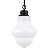 Annie 9.13 Wide Pendant with Glass Shade in Blackened Bronze/White Milk