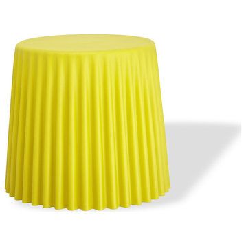 Stackable Plastic Side & End Table No Back Lounge Chair For Work Home, Yellow