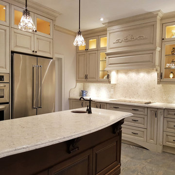 Traditional kitchen design- Antique almond glazed kitchen