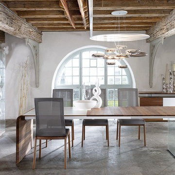 Table de repas contemporaine en noyer