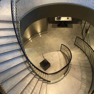 Curved Staircase Tundra Grey Stone Treads