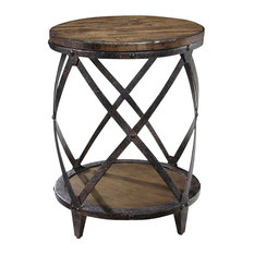 Magnussen Pinebrook Round Accent Table in Distressed Pine