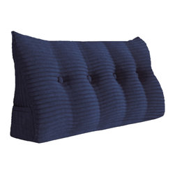 WOWMAX - Headboard Wedge Reading Pillow Navy Corduroy, 59x20x8 - Bed Pillows