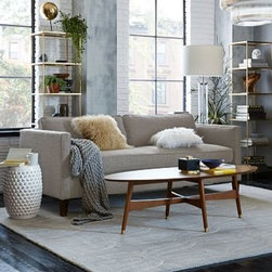 West Elm - Dunham 97" Sofa- Box Cushion, Linen Weave, Timber - Sofas And Sectionals