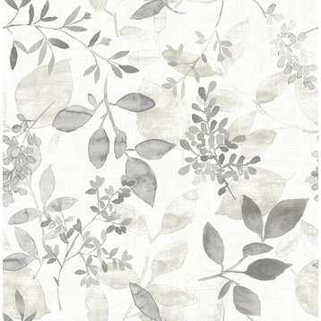 2716-23867 Gossamer Grey Botanical Wallpaper Modern Watercolor Design Non Woven