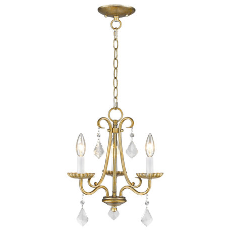 Livex Lighting 40873 Daphne 3 Light 13-7/8"W Pillar Candle Multi - Antique Gold