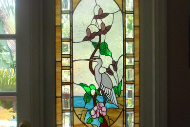 Decorative stained glass window for door