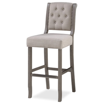 American Woodcrafters Kamelin Gray Solid Wood Stationary 30-inch Bar Stool