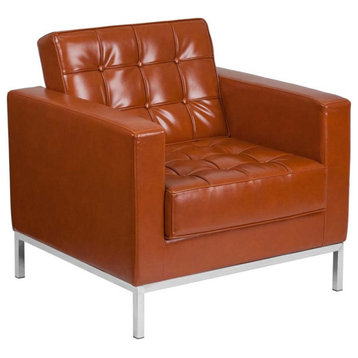 Flash Furniture Lacey Leather Reception Chair in Cognac Brown