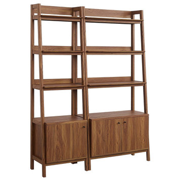 Bixby Wood Bookshelves Set of 2, Walnut