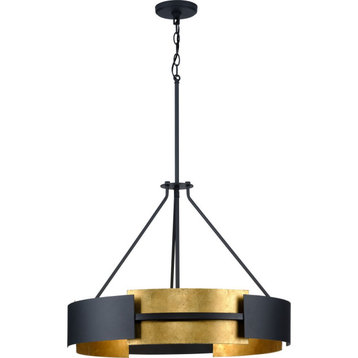 Lowery 5-Light Black/Distressed Gold Luxe Pendant Hanging Light