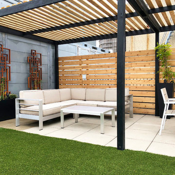 Chelsea Contemporary Roof Garden with Pergola and Lattices
