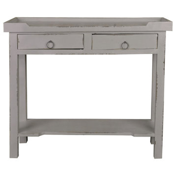 Sunset Trading Cottage Console Table | 2 Drawers | Shelf | Antique Gray