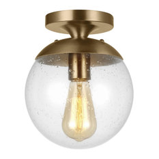 Leo 1-Light Wall/Ceiling Semi-Flush Mount, Satin Brass