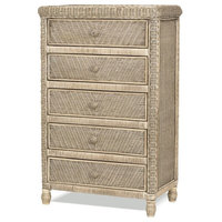 Santa Cruz 5 Drawer Chest With Glass Top, Frappe