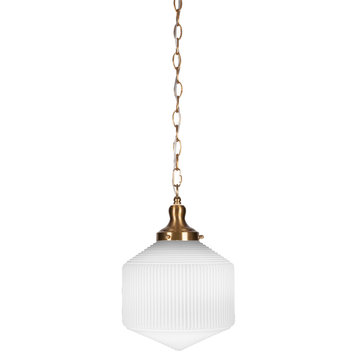 Carina 1-Light Chain Hung Pendant, New Age Brass/Opal Frosted