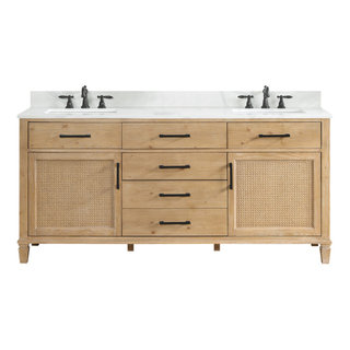 Solana Bathroom Vanity with Calacatta White Quartz Stone Countertop, 72 ...