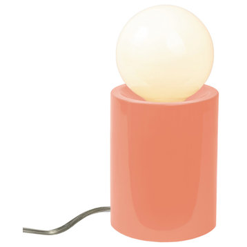 Short Pillar Table Lamp, Gloss Blush