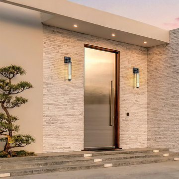 Powell Street Large 1-Light Outdoor Wall Sconce - Bronze Finish - Opal Glass