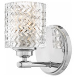 Hinkley Lighting - Elle 1-Light Vanity Light, Chrome - Traditional elegance with a modern edge defines Elle�s graceful design. A rich  chevron cut  clear glass is the dramatic focal point  complemented by a gleaming Chrome finish. The softly rounded steel back plate is finished with luxe stepped detailing to complete the design.&nbsp