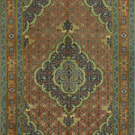 Noori Rug - Fine Vintage Distressed Almer Rust/Navy Rug, 6'2x9'7 - A genuine one-of-a-kind, this Fine Vintage Distressed Almer rug pairs a traditional design with pronounced abrash. It was hand-knotted by skilled artisans over the course of a year using centuries old weaving techniques and has the appeal of a prized antique.)