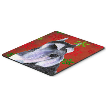 Schnauzer Red & Green Snowflakes Christmas Mouse Pad/Hot Pad/Trivet