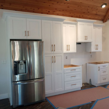 White Shaker Cabinets oven/refrigerator wall