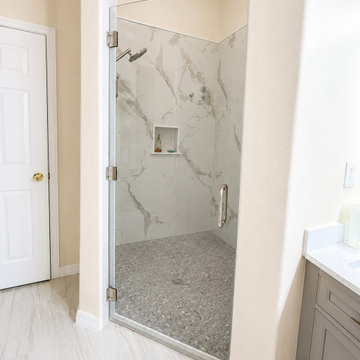 Custom Glass Shower Doors & LED Mirror