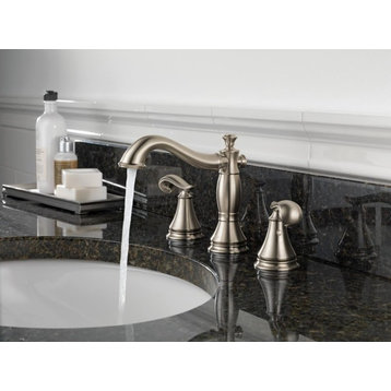 Delta Cassidy Two Handle Widespread Bathroom Faucet - Less Handles, Stainless