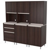 Inval AMBROSSIA 3 Piece Breakroom Pantry in Espresso and Gray Engineered Wood