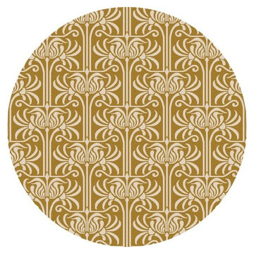 Natura Round Rug / Greek Motifs in Gold & Light Gray by Surya -$1375.32