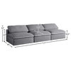 Serene Linen Textured Fabric Deluxe Comfort 3-Piece Modular Sofa, Grey