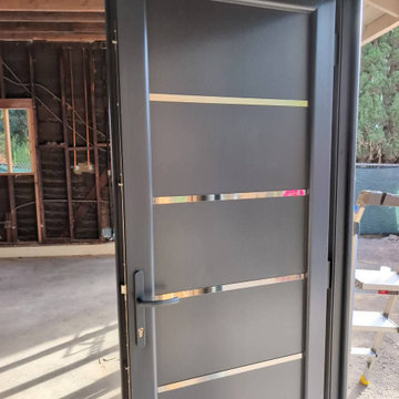 Modern exterior metal-plastic door | Manux 8415 Grey | 54 x 80