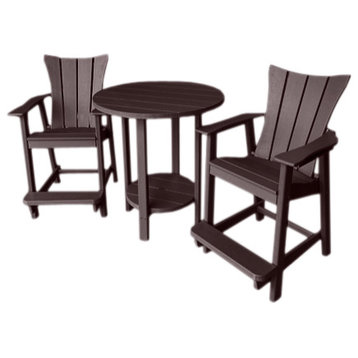 Phat Tommy Tall Bistro Table and Chairs Set, Outdoor Pub Table, Brown