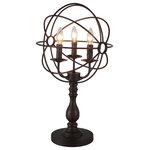CWI Lighting - Arza 3 Light Table Lamp With Brown Finish - Add a rustic farmhouse vibe to your home with the Arza 3 Light Table Lamp. This light source showcases an orbital open shade encasing three exposed candelabra bulbs. With a silhouette reminiscent of a classic three-arm candelabra, this table lamp assures you of ample illumination and a cozy, relaxed, and intimate ambiance.  Feel confident with your purchase and rest assured. This fixture comes with a one year warranty against manufacturers defects to give you peace of mind that your product will be in perfect condition.