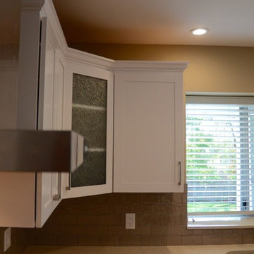 Cabinet Refacing Done in Maple With a Satin White Finish