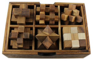 Puzzle Set, Set of 6 Wood Puzzles, Thailand