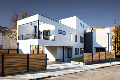 Small minimalist three-story exterior home photo in Atlanta