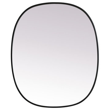 Elegant Decor Metal Frame Oval Mirror 30X36" in Black
