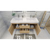 60" Double Sink Wall Mount, Reinforced Acrylic Sink, White Oak
