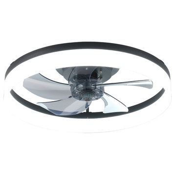 20 in. W x 6. in H Ceiling Fan in Black and White with Dimmable LED Lights