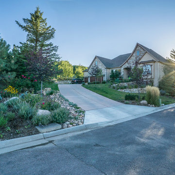 Hillside Garden Landscape with Water Features and Beautiful Plantings